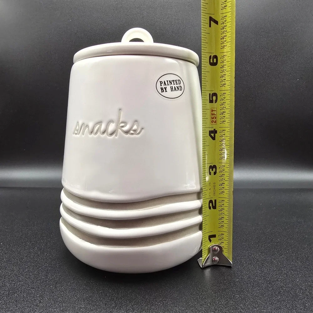 Rae Dunn Artisan Collection‎ Snacks Hand Painted Ceramic Treat Jar with Lid
